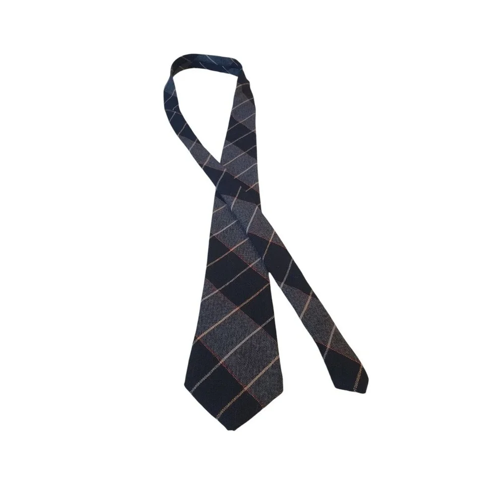 Cambridge Classics‎ Plaid Neck Tie Mens Navy 100% Lambs wool Woven in Scotland